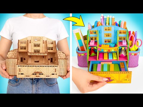 😍 Say Bye to Messy Desks | DIY 3 Stlye Organizers : House, Bag & Drawer Organizers 🏠👜🗄️