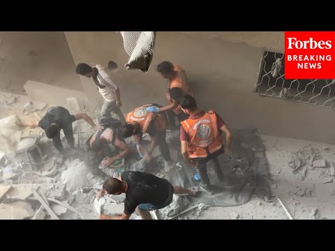 First Responders Rush To Site Of Israeli Strike In Gaza City, Gaza