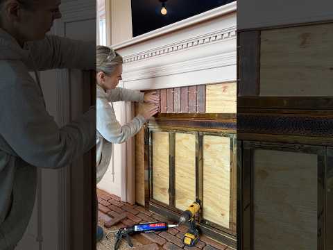 DIY Faux Fireplace #diyhomeprojects #fauxfireplace #brickveneer