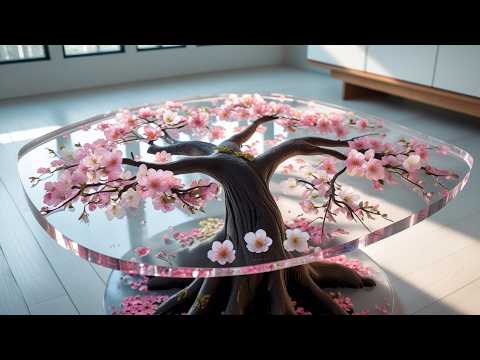 The Man Who Makes Tables with Tree Root & Roses _ Amazing Epoxy River Roses Coffee Table