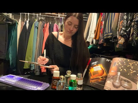 ASMR Perfume Counter | Glass, Typing, Writing, Magazine, Spray Sounds