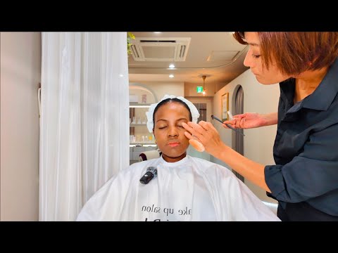 BLACK GIRL GETS MAKEUP DONE IN TOKYO BY A JAPANESE MAKEUP ARTIST| UNINTENTIONAL ASMR