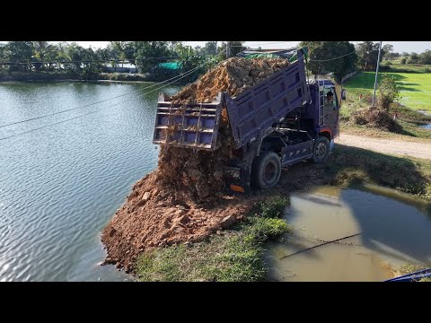 First Great Job Started New Project!Building Road,DumpTruck Pouring Soil,Skill DozerD31 Pushingsoil 