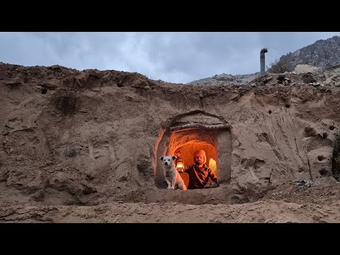 7 Days Sea Survival by the Beach 🌊 | Building a Sand Shelter & Fishing with My Dog