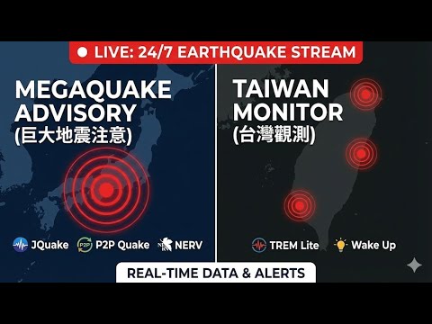🔴 LIVE 24/7: Megaquake Advisory Japan & Taiwan / 南海トラフ巨大地震注意 / 台日地震監視 ⚠️