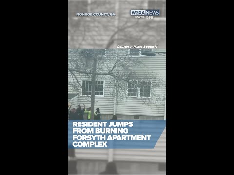 Resident jumps from a burning apartment building in Forsyth, Georgia