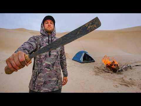 I Survived 72 Hours in a Desert HUNTING GIANT MONSTER FISH (Freezing Cold nights)