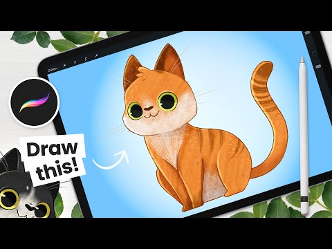 The Cutest Way To Draw A CAT • Cute • Easy Procreate Tutorial