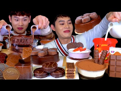 ASMR 🍫초코초코 초코먹방 모음집🍫몽쉘 티라미수 몰티져스 초코케이크 먹방! Chocolate Dessert Party🎉Chocolate Collection MuKBang !
