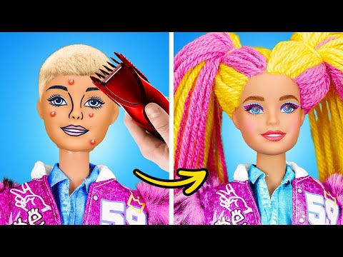 NEW AWESOME HAIRSTYLE FOR BARBIE || Rich Vs Broke Transformation! Cute Tiny Crafts by 123 GO!