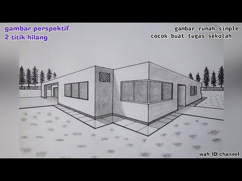 gambar desain rumah simpel | gambar perspektif | perspective drawing tutorial || @wah_ID channel