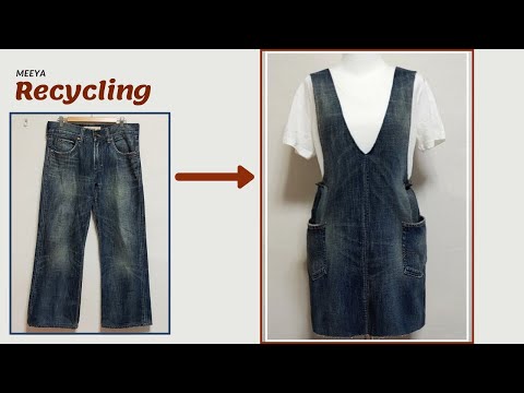 DIY Recycling jeans|청바지리폼| Dress|Apron|원피스|Reform Old Your Clothes|앞치마|옷 만들기|청치마|멜빵|skirt|Refashion