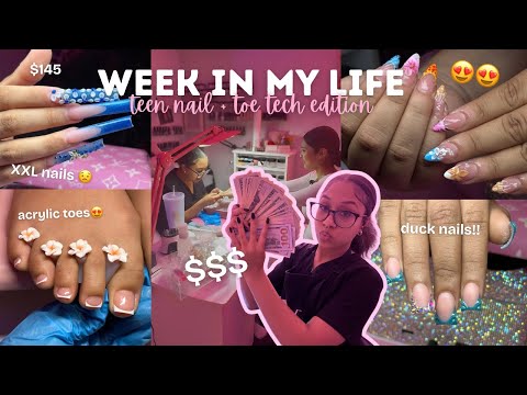 week in my life as a teen nail & toe tech 💰 *realistic*