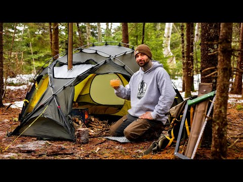 Hot Tent Camping in Rain