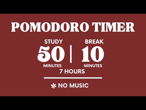 📚STUDY WITH ME FOR 7 HOURS  | 50 MINS STUDY / 10 MINS BREAK | NO MUSIC | WITH ALARMS