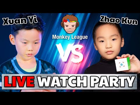 🔴 MONKEY LEAGUE LIVE Watch Party! // Xuan Yi VS Zhao Kun Cubing Match