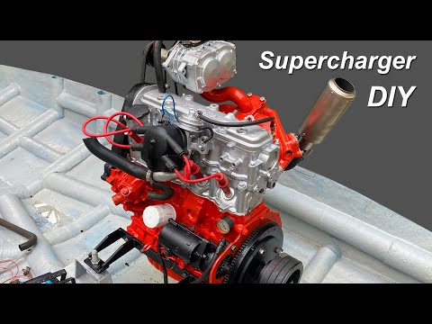 Supercharger for scrap car engine running boat