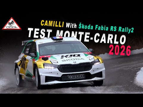 Test Eric Camilli Rallye Monte-Carlo 2026 | Škoda Fabia RS Rally2 [Passats de canto]