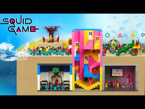 LEGO Squid Game 2 VS Tsunami Dam Breach Experiment - Lego Flood Disasters