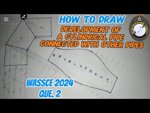 How to draw the development of a cylindrical pipe connected with other pipes