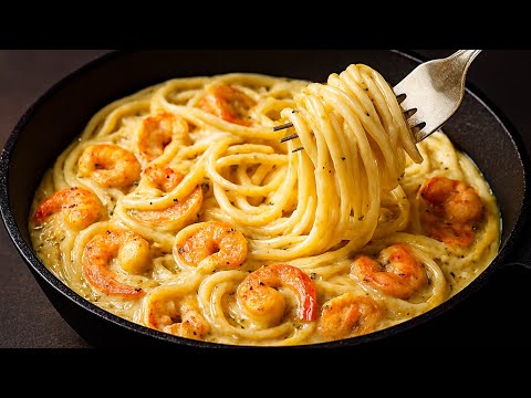 I've never eaten anything so delicious! Shrimp pasta!
