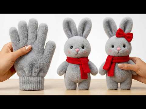 Anyone Can Make Those Cute Christmas Bunnies Using Just Gloves!