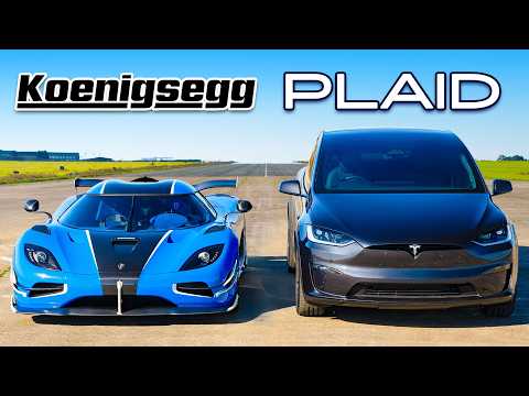 Koenigsegg v Model X Plaid: DRAG RACE
