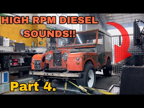 Part 4 1957 Series 1 Landrover. This is DYNO DAY!!  This High Rpm Diesel Sounds Sweet. UCCUK Dynoday