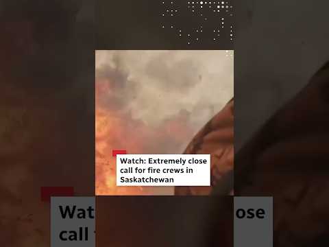 Watch: Extremely close call for fire crews in Saskatchewan