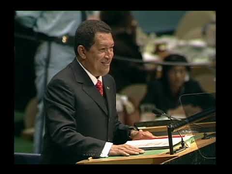 Presidente Hugo Chávez en la Asamblea General de la ONU, 20 de septiembre de 2006: ¡Huele a azufre!