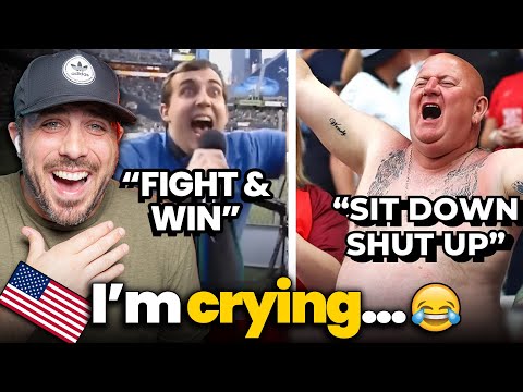 American Reacts to Cringe US Football Chants vs UK Chants
