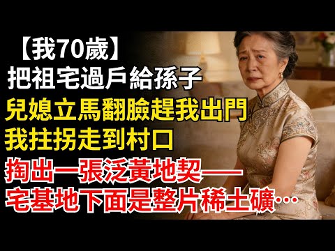 我70歲，把祖宅過户給孫子，兒媳立馬翻臉趕我出門。我拄拐走到村口，掏出一張泛黃地契——宅基地下面，是整片稀土礦…#晚年生活#人生智慧#家庭關係#親子教育#情感故事