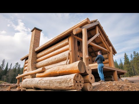 A Man builds his Dream House using GIANT Logs | Full Build by @Alone_with_nature_vova