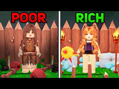 Rich vs. Poor BASE BATTLE With My SISTER In 99 NIGHTS IN THE FOREST! (Roblox)