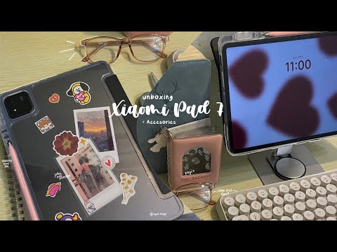 Unboxing Xiaomi pad 7, Focus pen + Accessories - decorate my pad case & new table set up!