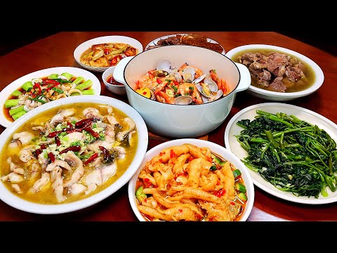 超简单的无水焗海鲜再卤一锅牛腱子，好丰盛