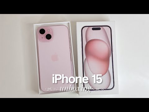 iPhone 15 pink unboxing (128 gb) 🎀 accessories, camera test, setup