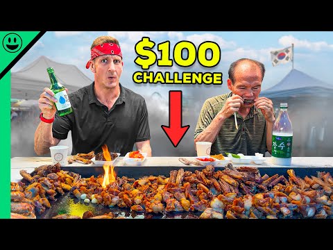 $100 Korean Street Food Challenge!! Seoul's Bizarre Bites!!