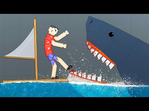 MEGALODON Shark Attacks Raft - People Playground Gameplay