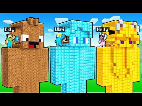 Ukri vs Billy vs Nelly: KOPFSTATUEN BASIS BATTLE in Minecraft!