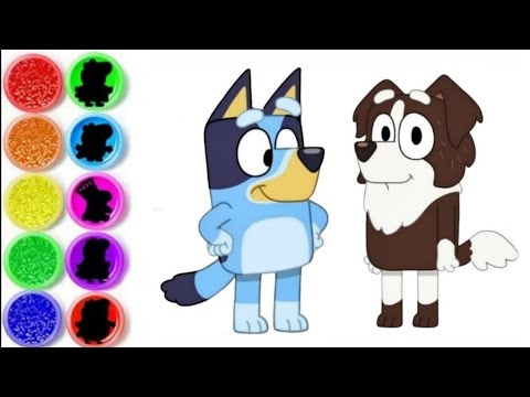 Drawing and colouring Bluey characters Bluey and Mackenzie 