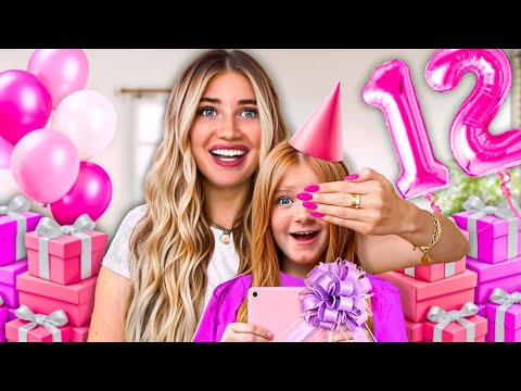 SURPRiSiNG MY SiSTER WiTH 12 GiFTS FOR HER 12TH BiRTHDAY!!