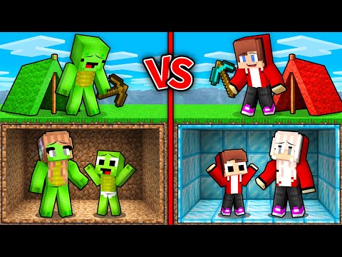 JJ and Mikey: POOR vs RICH Family Mine Battle in Minecraft Maizen !