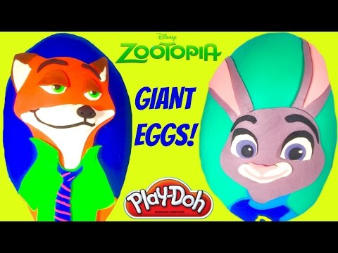 Disney Zootopia Giant Play Doh Surprise Eggs - Nick Wilde Officer Judy Hopps