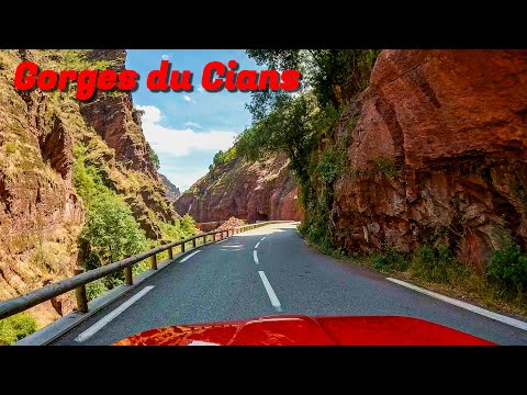 Driving in France - Gorges du Cians, an amazing red rock gorge. From Beuil to Saint-Martin du Var.