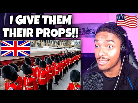 120 British Guardsmen Marching Through King’s Cross Station | AMERICAN REACTION