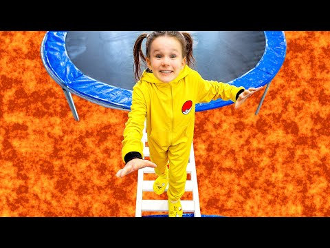 The Floor Is Lava! 🌋 Trampoline Hiding Game with Vania Mania Kids