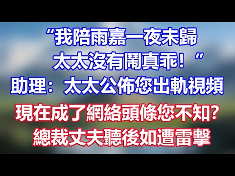 “我陪雨嘉一夜未歸，太太沒有鬧真乖！”助理：太太公佈您出軌視頻，現在成了網絡頭條您不知？總裁丈夫聽後如遭雷擊