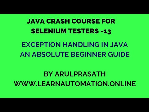 Java Crash course | 13 | Exception handling in Java | Tamil | Java for Automation