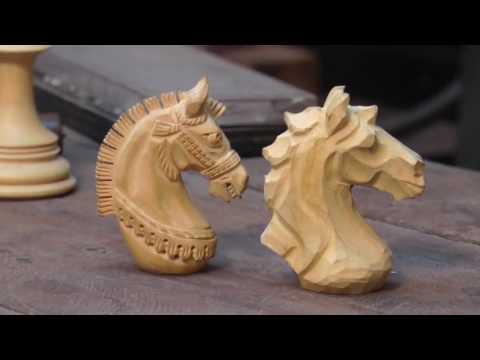 Artisans Crafting the Wooden Chess Pieces